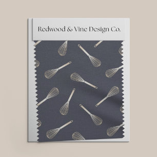 Faux Gold & Navy Blue Kitchen Whiskpatroon Stof