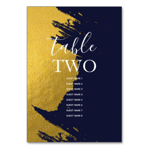 Faux Gold Navy Blue Wedding Guest Names Kaart