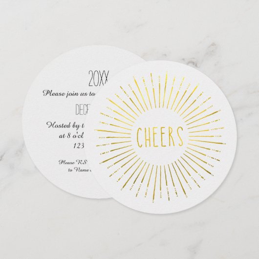 Faux Gold New Year Party Invitation (Devant / Derrière)