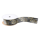 Faux Gold Paint Splatter op zwarte en witte strepe Lint (Spoel)