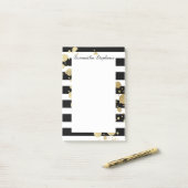 Faux Gold Paint Splatter op zwarte en witte strepe Post-it® Notes (Op bureau)