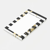 Faux Gold Paint Splatter op zwarte en witte strepe Post-it® Notes (Schuin)