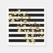 Faux Gold Paint Splatter op zwarte en witte strepe Servet (Voorkant)
