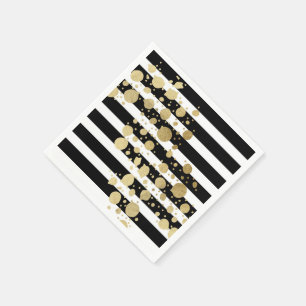 Faux Gold Paint Splatter op zwarte en witte strepe Servet
