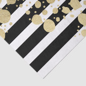 Faux Gold Paint Splatter op zwarte en witte strepe Tissuepapier (Detail)