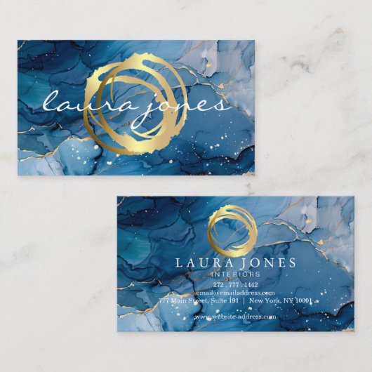 Faux Gold Painted Circle Designer Visitekaartje (Voorkant / Achterkant)