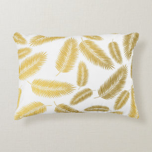 Faux Gold Palm Leaves Pattern Accent Kussen