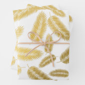 Faux Gold Palm Leaves Pattern Inpakpapier Vel (In situ)