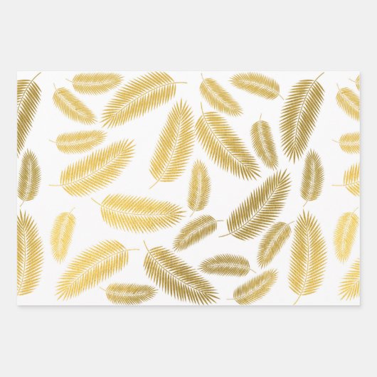 Faux Gold Palm Leaves Pattern Inpakpapier Vel (Voorkant)