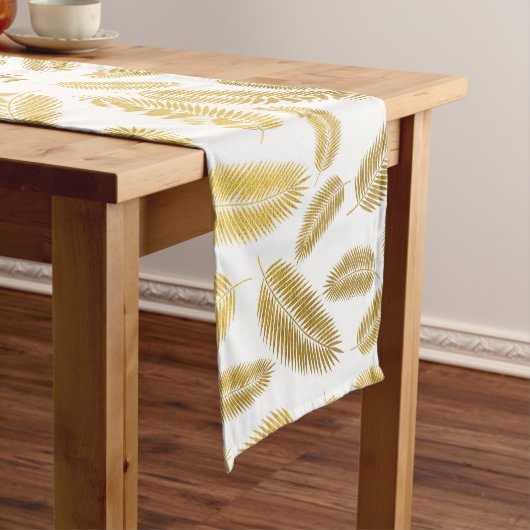 Faux Gold Palm Leaves Pattern Korte Tafelloper (Voorbeeld)