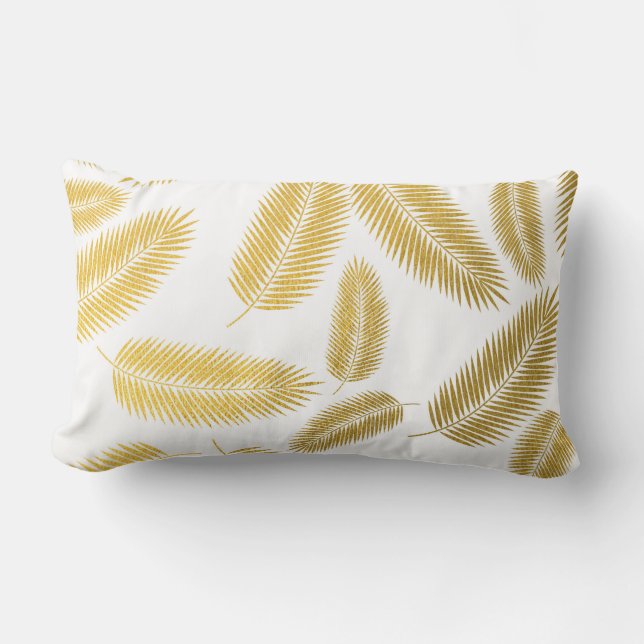 Faux Gold Palm Leaves Pattern Kussen (Voorkant)