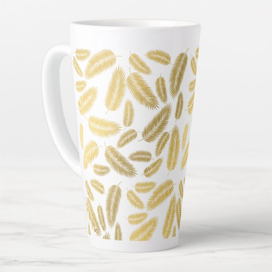 Faux Gold Palm Leaves Pattern Latte Mok (Linkerhoek)