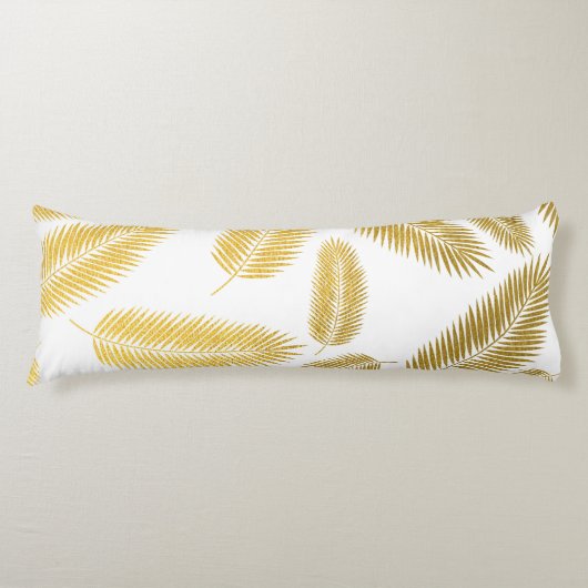 Faux Gold Palm Leaves Pattern Lichaamskussen (Voorkant)
