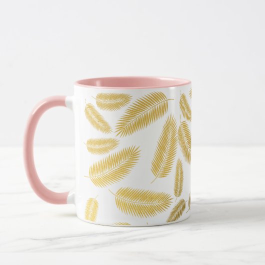 Faux Gold Palm Leaves Pattern Mok (Links)