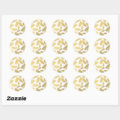 Faux Gold Palm Leaves Pattern Ronde Sticker (Vel)