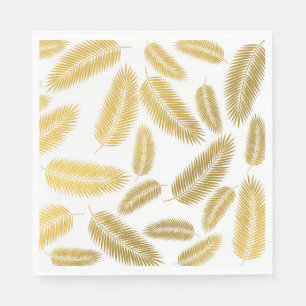 Faux Gold Palm Leaves Pattern Servet