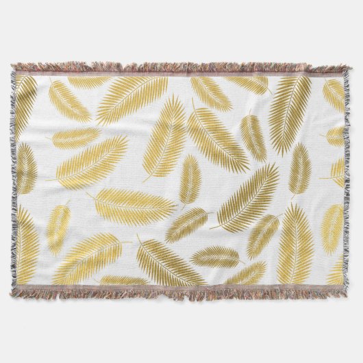 Faux Gold Palm Leaves Pattern Sherpa Blanket Deken (Voorkant)