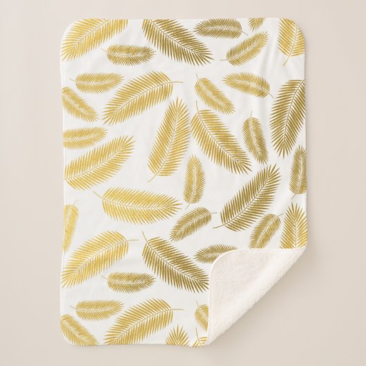 Faux Gold Palm Leaves Pattern Sherpa Deken (Voorkant)