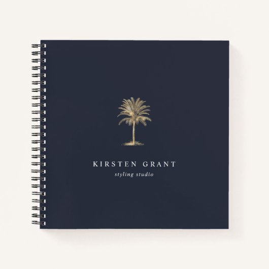Faux Gold Palm Tree Logo Notitieboek (Voorkant)
