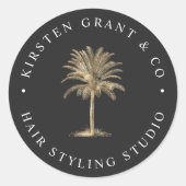Faux Gold Palm Tree Logo Ronde Sticker (Voorkant)