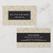 Faux Gold Parties scintillant Chevron Motif Carte  (Devant / Derrière)