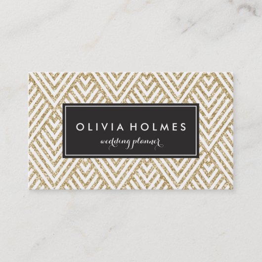 Faux Gold Parties scintillant Chevron Motif Carte  (Devant)