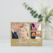 Faux Gold Parties scintillant Merci 3 Photo Carte  (Debout devant)