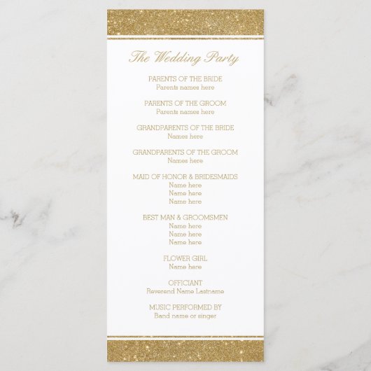Faux Gold Parties scintillant Programme de mariage (Dos)