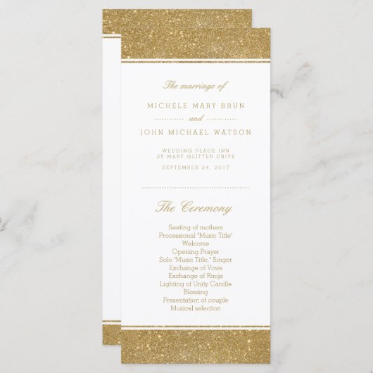 Faux Gold Parties scintillant Programme de mariage (Devant / Derrière)