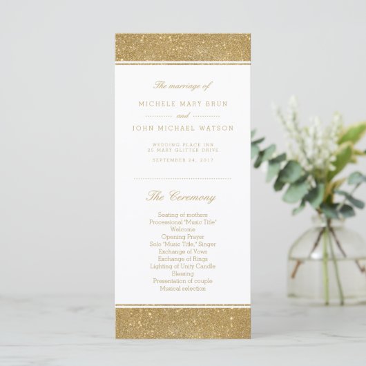 Faux Gold Parties scintillant Programme de mariage (Debout devant)