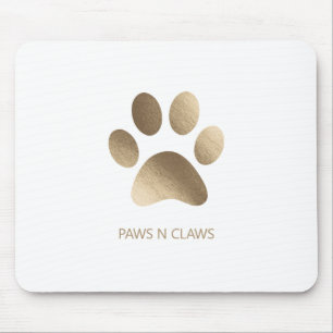 Faux Gold Paw Print op wit Muismat