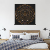 Faux Gold Pearl Bead Mandala Canvas Afdruk (Insitu (Slaapkamer))