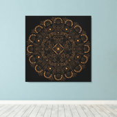 Faux Gold Pearl Bead Mandala Canvas Afdruk (Insitu (Houten vloer))