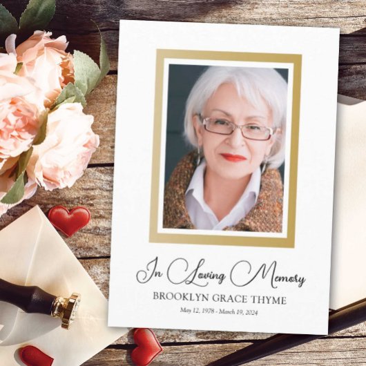 Faux Gold Photo Memorial Programme Programma