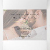 Faux Gold Photo Wedding Tri-Fold Uitnodiging (Binnenkant midden)