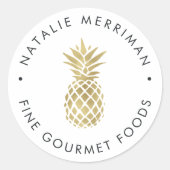 Faux Gold Pineappel Ronde Sticker (Voorkant)