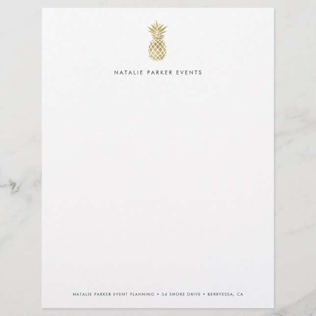 Faux Gold Pineapple Logo Letterhead (Voorkant)
