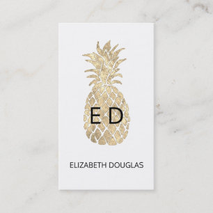 Faux Gold Pineapple Monogram Visitekaartje