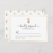 Faux Gold Pineapple RSVP-kaarten Aankondiging (Voorkant / Achterkant)