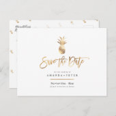 Faux Gold Pineapple Save the Date briefkaarten (Voorkant / Achterkant)