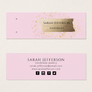 Faux Gold Pink Minimalist Earring Jewelry Card