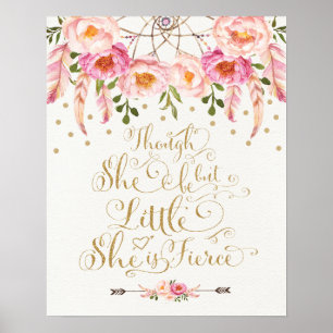 Faux Gold & Pink Nursery Art Boho Calligrafie Poster