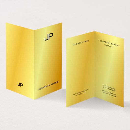 Faux Gold Professional Elegant modern monogram Visitekaartjes (Binnen en buitenkant)