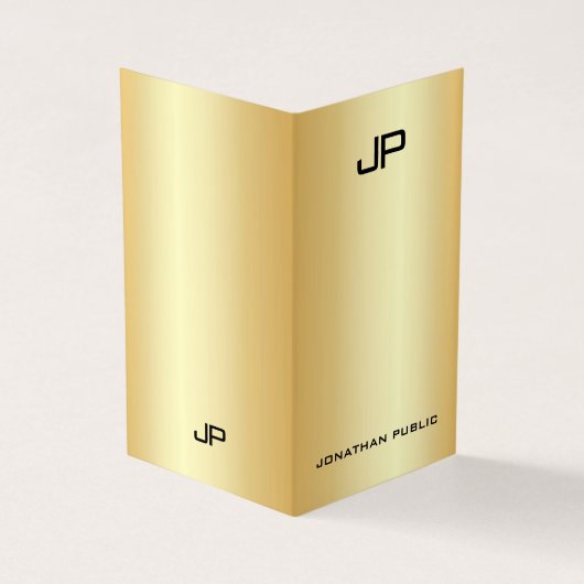 Faux Gold Professional Elegant modern monogram Visitekaartjes (Buitenkant)