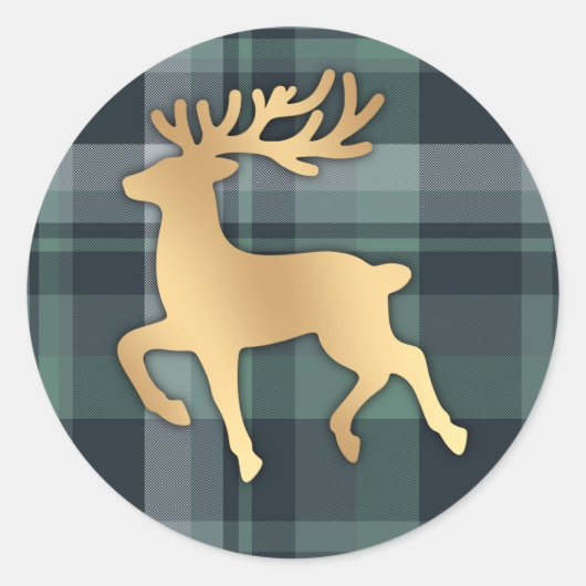 Faux Gold Reindeer Ronde Sticker (Voorkant)