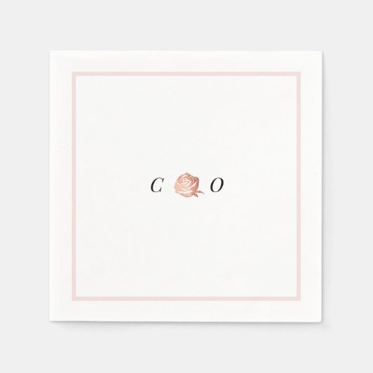 Faux gold roos monogram minimalistische bruiloft servet (Voorkant)