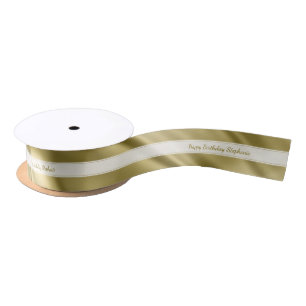 Faux Gold Satin personaliseer "Happy Birthday" Lint