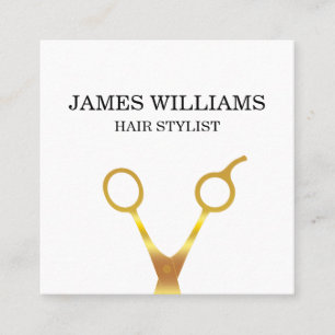 Faux Gold Scissors Hair Stylist Vierkante Visitekaartje