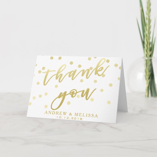Faux Gold Script & Confetti - Hartelijk dank Kaart (Voorkant)