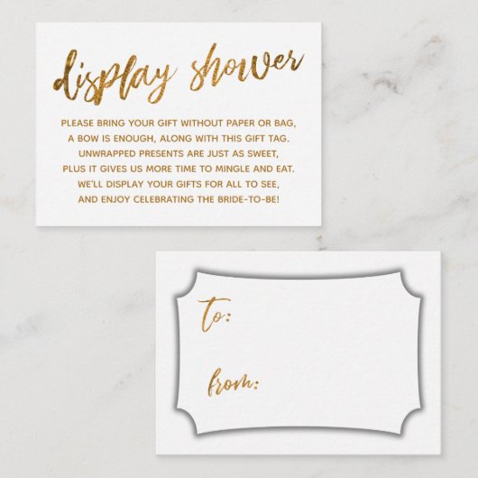 Faux Gold Script Display Vrijgezellenfeest Cadeauk Informatiekaartje (Voorkant / Achterkant)